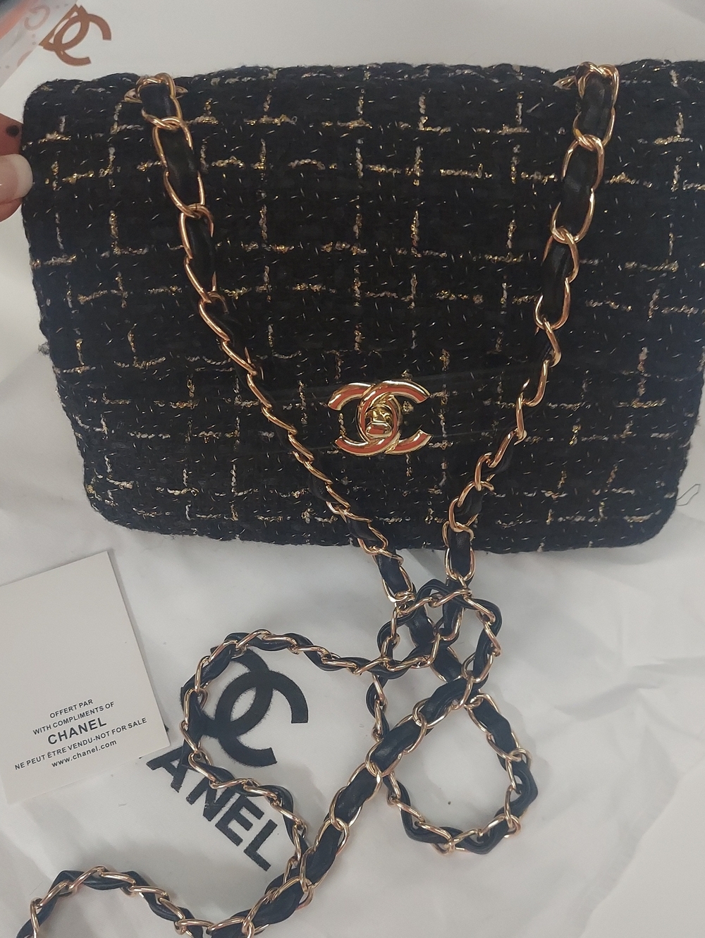 CC Beaute Tweed Chain Crossbody GWP